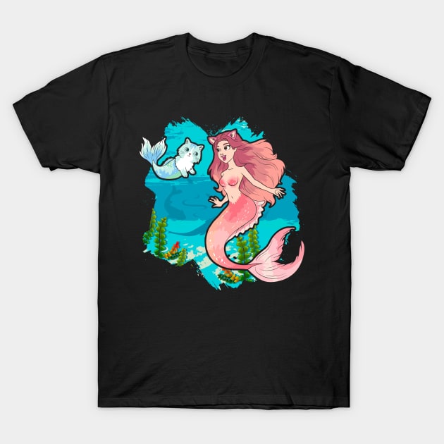 Cute & Funny Mermaid Cat Swimming Kitty Mermaidcat T-Shirt by theperfectpresents